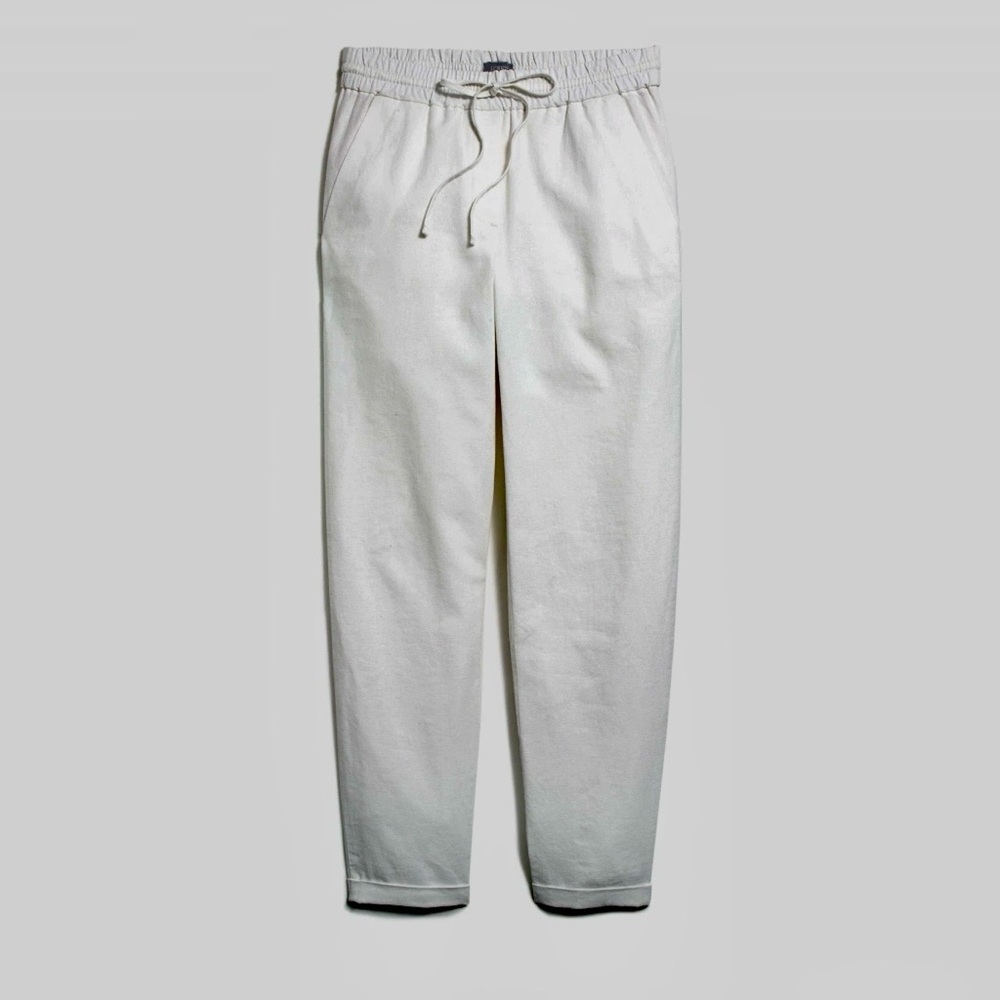 J. Crew White Casual Pull-On Linen Blend Pants